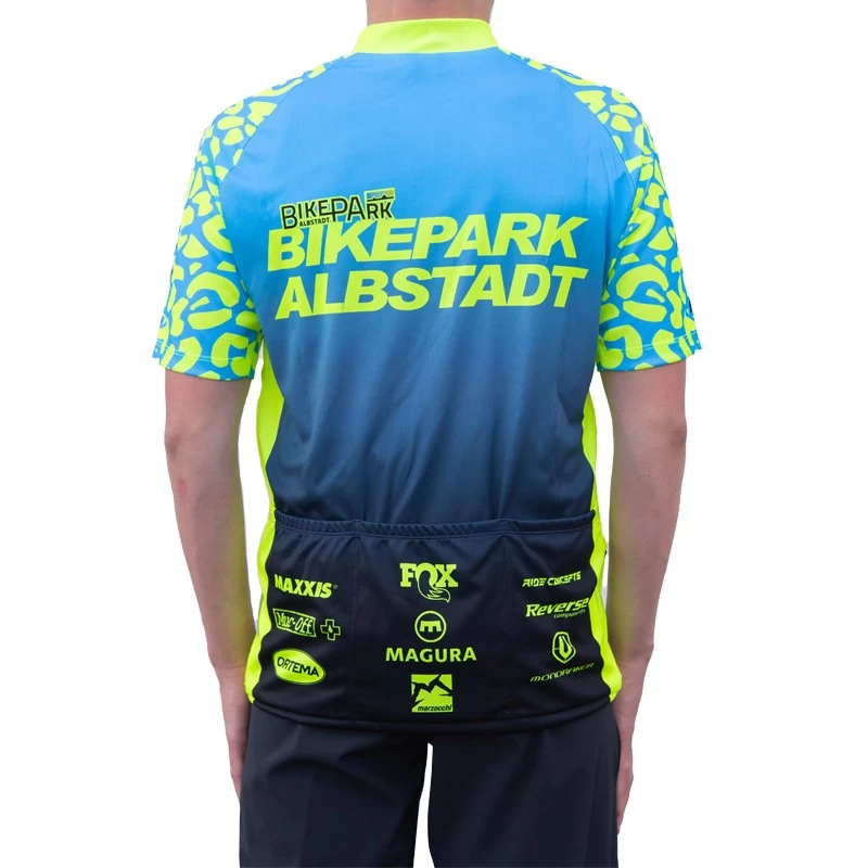 Bikepark Albstadt - XC Racing Jersey Kurzarm Leopard Design 2020 Flu Yellow/Cyan/Petrol 4 Bikepark Albstadt - XC Racing Jersey Kurzarm Leopard Design 2020 Flu Yellow/Cyan/Petrol – Bild 2