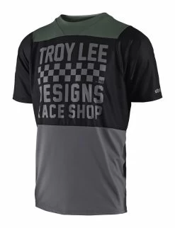 Troy Lee Designs - Jersey Skyline Checker 18 Kurzarm Black/Green -Fahrradladen temp18b jersey skyline checker blkgrn 01 xlC4URYdyfIsZk8 1280x1280